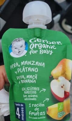 Saqueta Fruta Gerber BIO Pêra Maçã e Banana